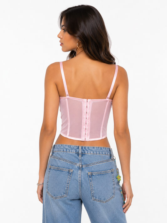 Rhinestone Lace Corset Bodysuit 🍓✨