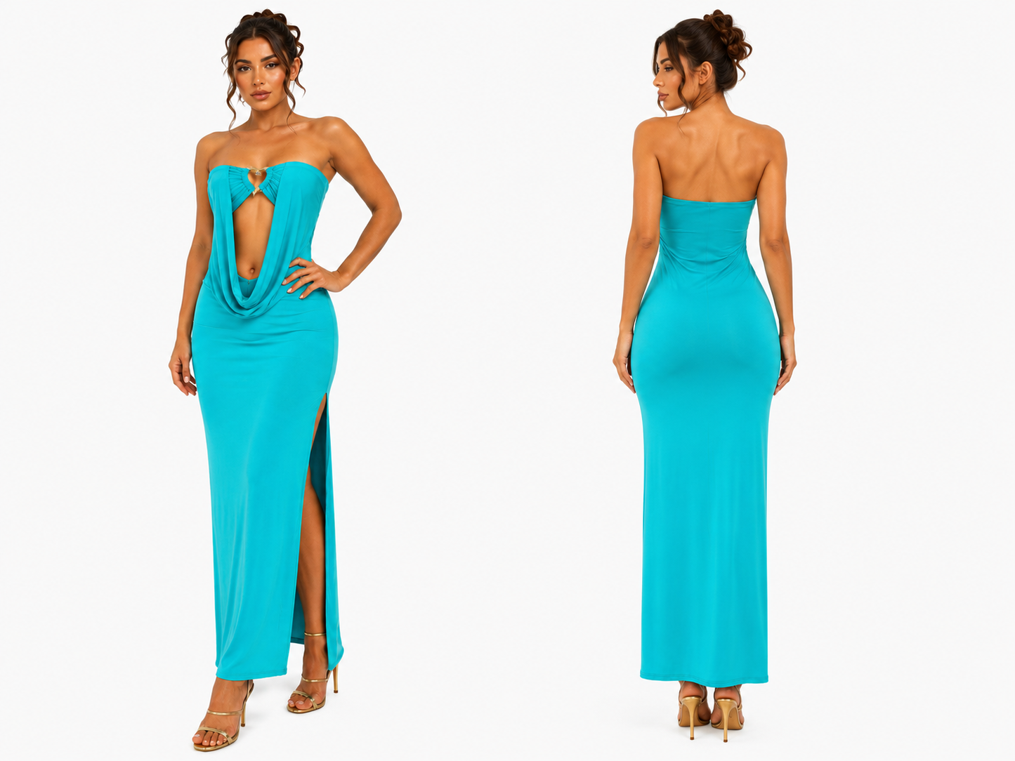 Strapless Cutout Drape Maxi Dress 🍓⭐