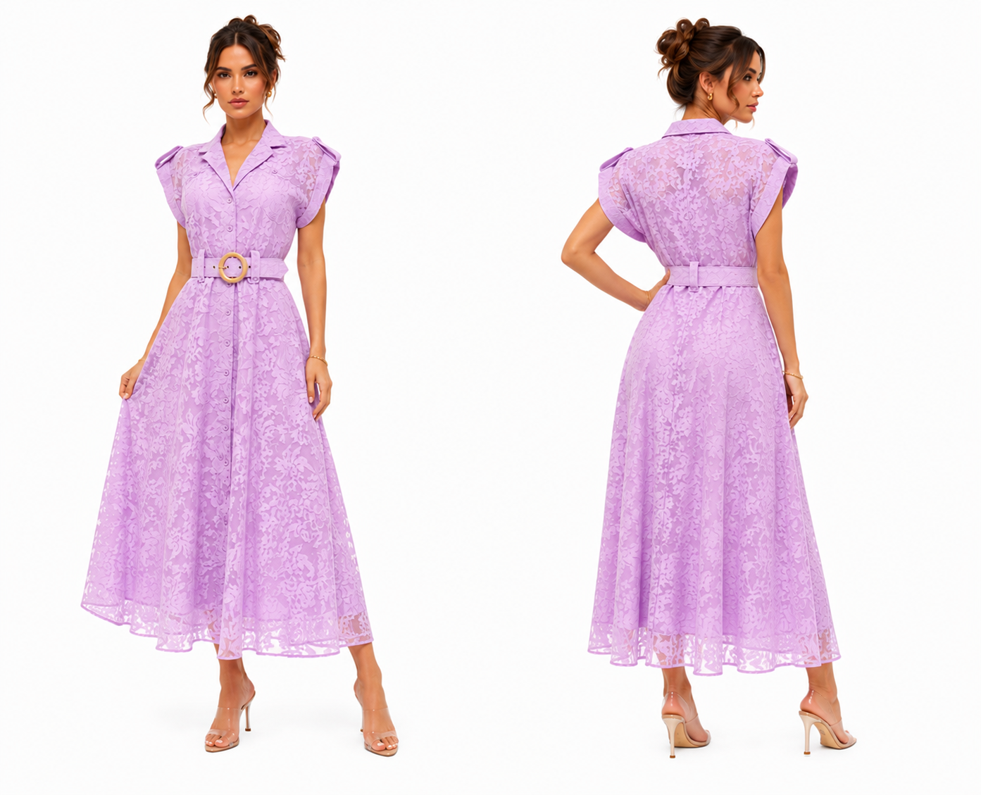 Lace Button-Front Midi Dress 🍓✨