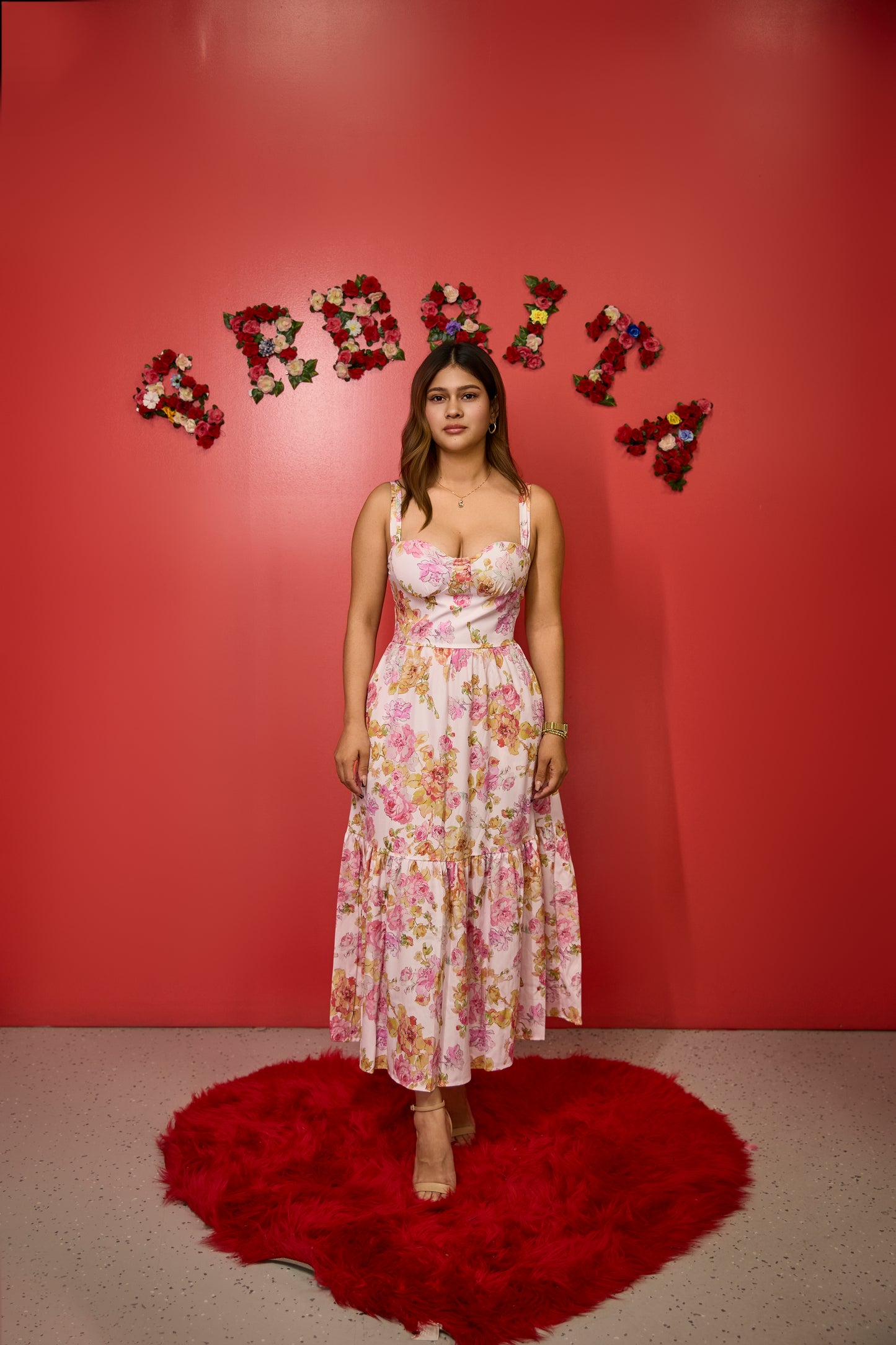 Vestido Largo Floral, con tirante y escote
