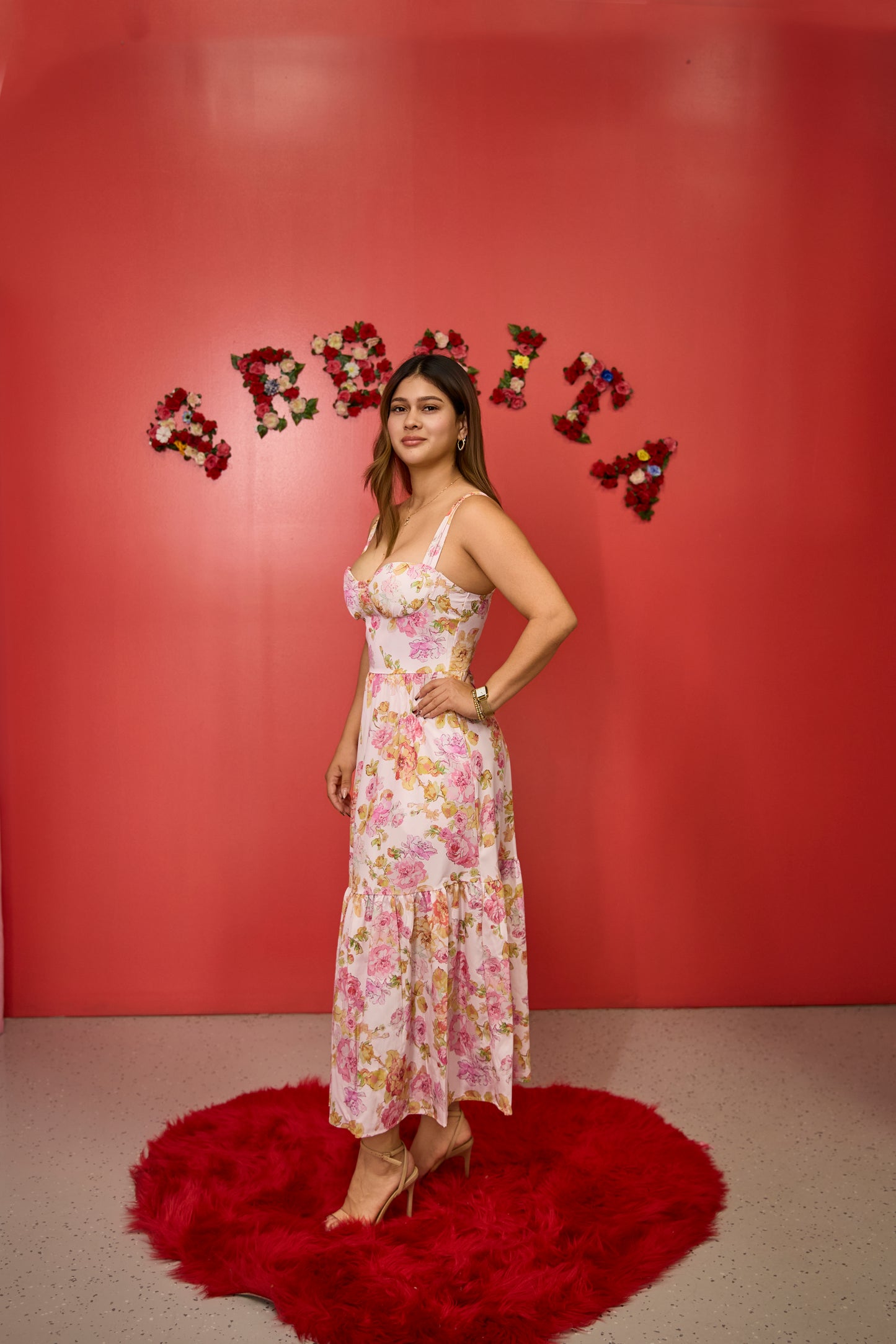 Vestido Largo Floral, con tirante y escote
