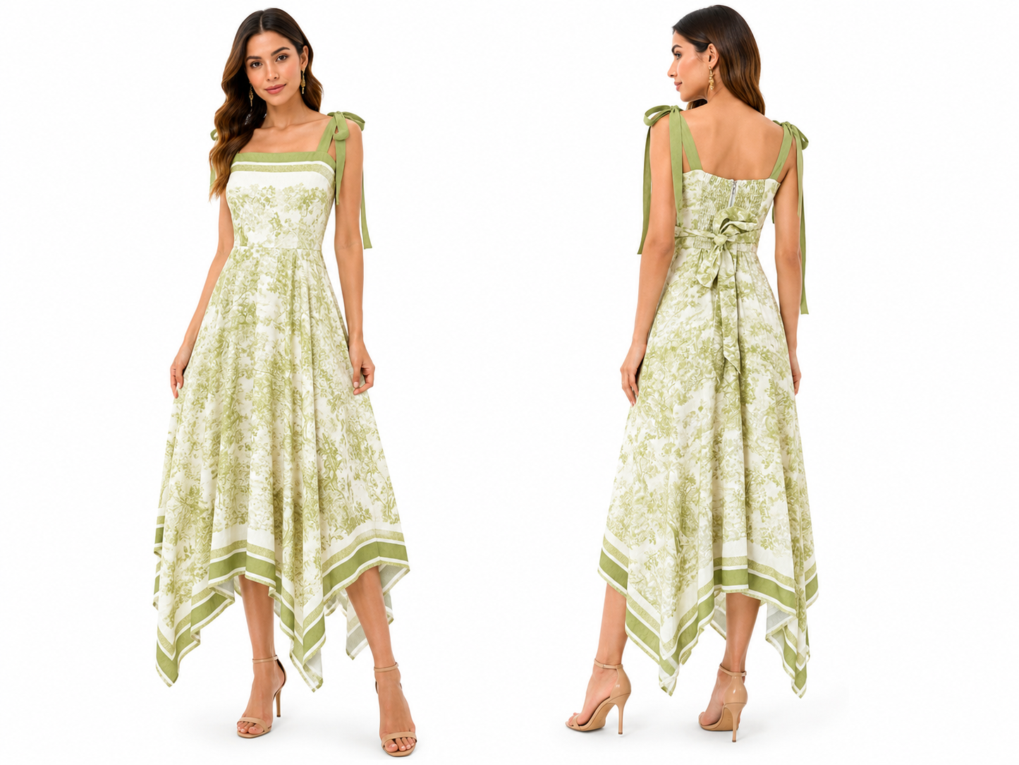 Floral Handkerchief Hem Midi Dress 🍓🤍⭐