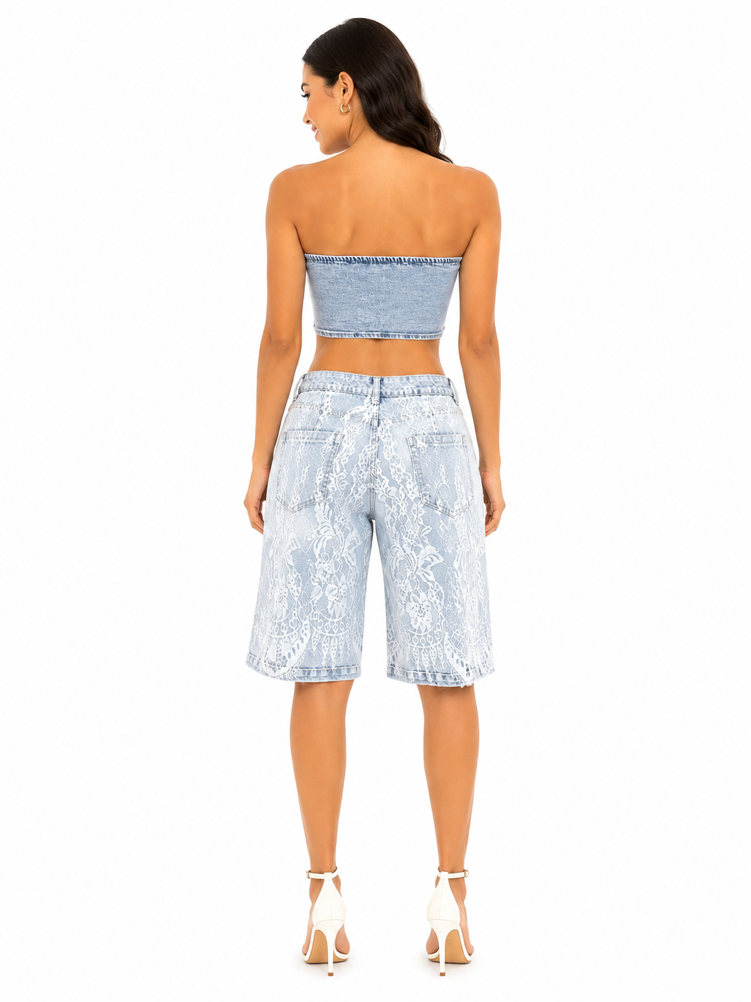 Lace Button-Front Bermuda Set