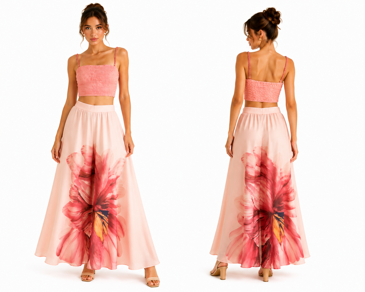Floral Crop Top and Maxi Skirt Set 🍓✨