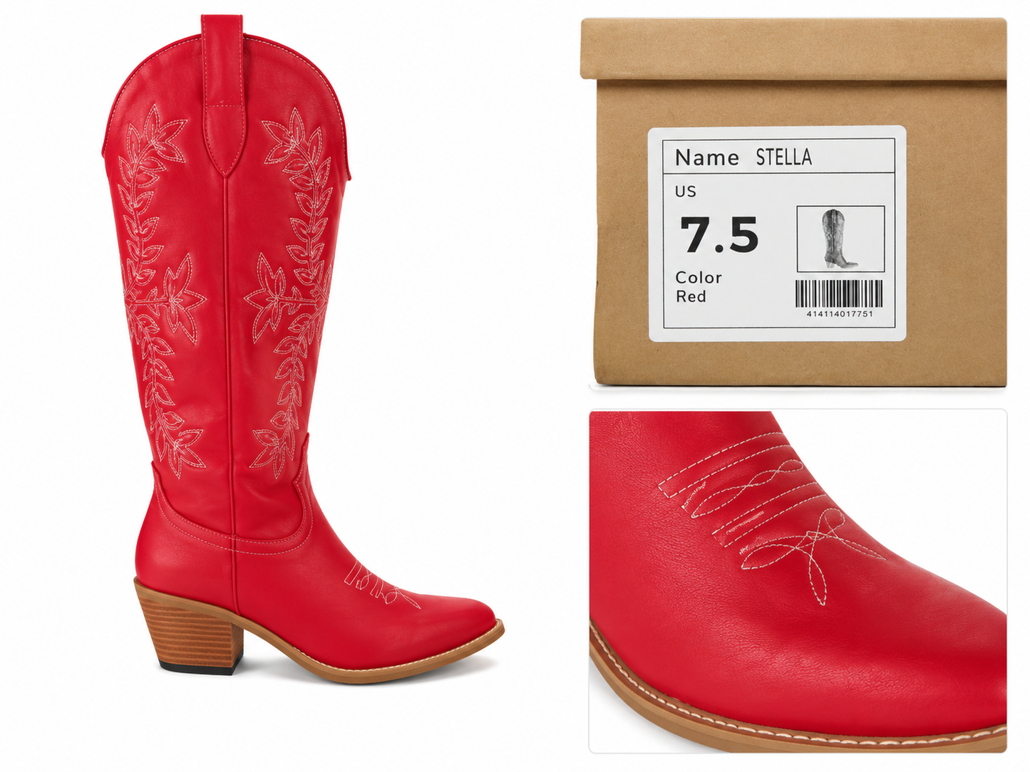 Embroidered Western Cowgirls Boots 🍓✨
