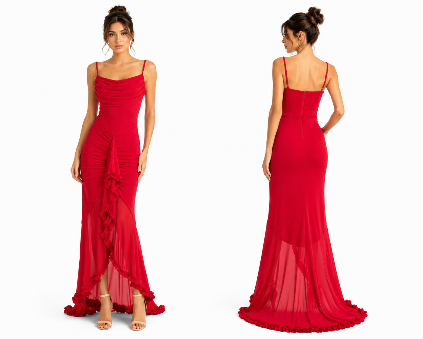 Ruched Ruffle Maxi Dress 🍓✨