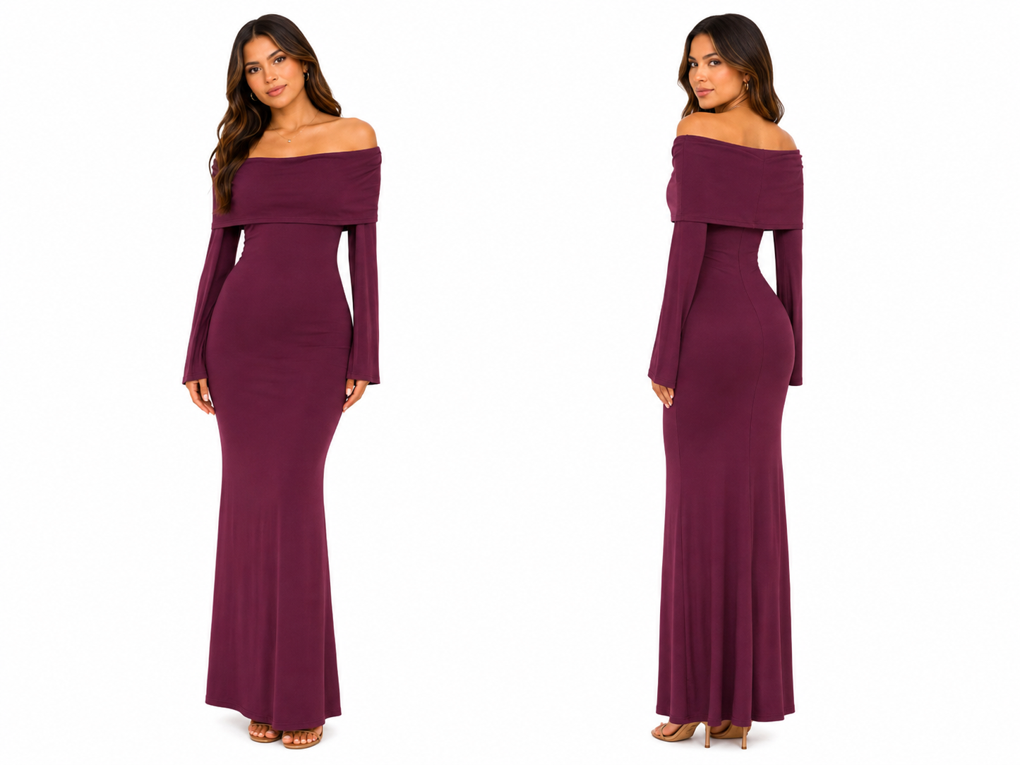 Off-Shoulder Long Sleeve Maxi Dress 🍓✨