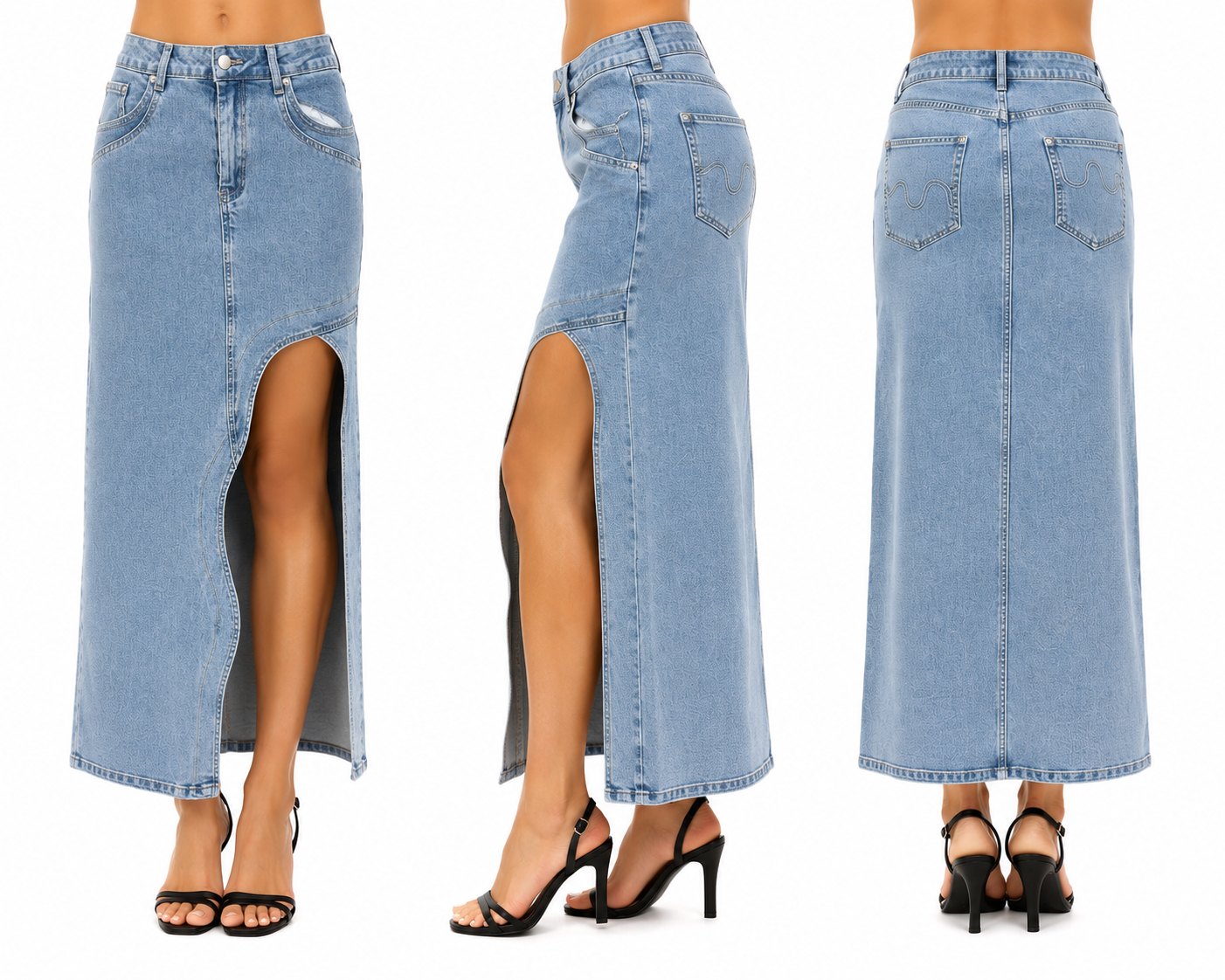 High Slit Denim Maxi Skirt 🍓⭐