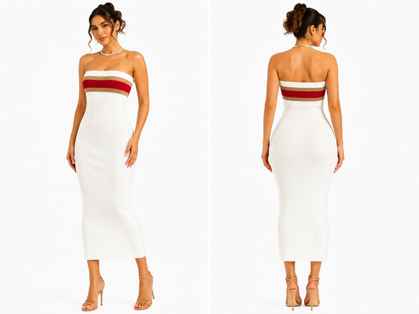 Striped Bandeau Midi Dress 🍓⭐