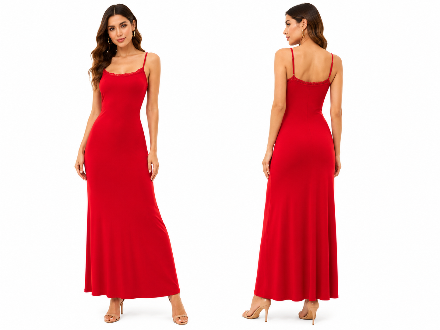 Red Bodycon Midi Dress 🍓🤍⭐