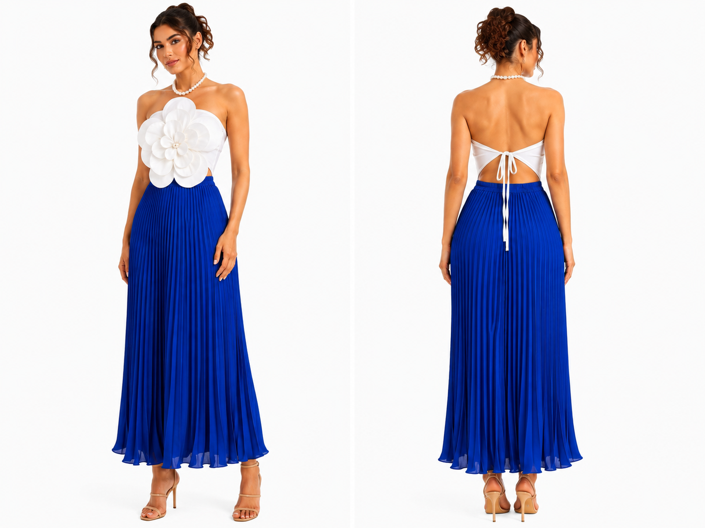 Striped Strapless Maxi Dress with Built-In Choker 🍓⭐