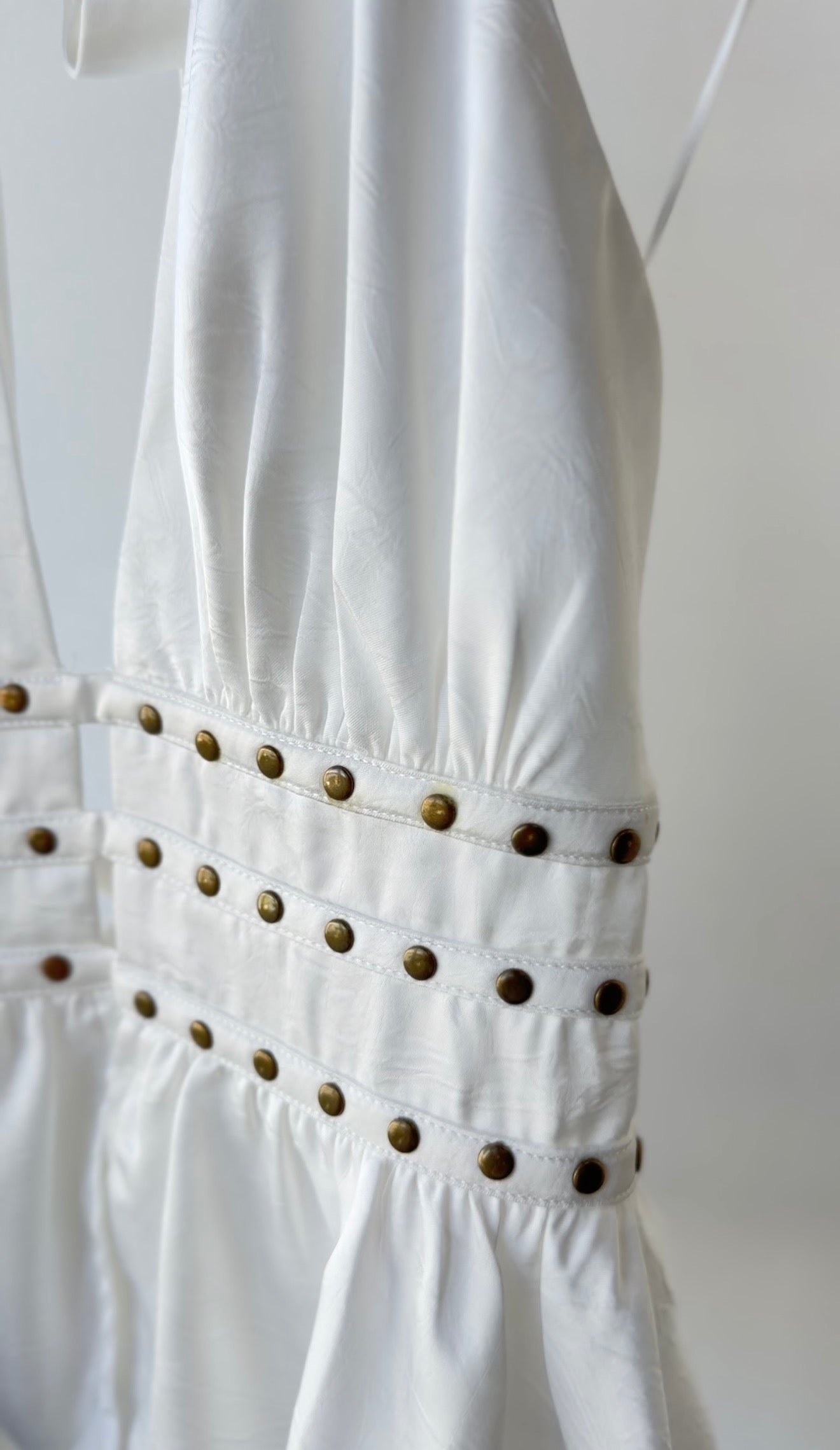 White Sheer Halter Blouse with Stud Detail ✨