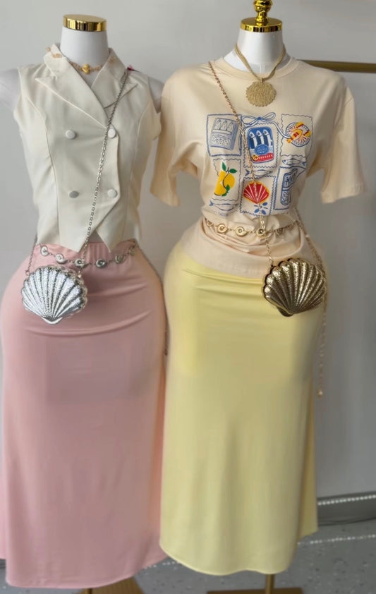 High-Waist Midi Skirt