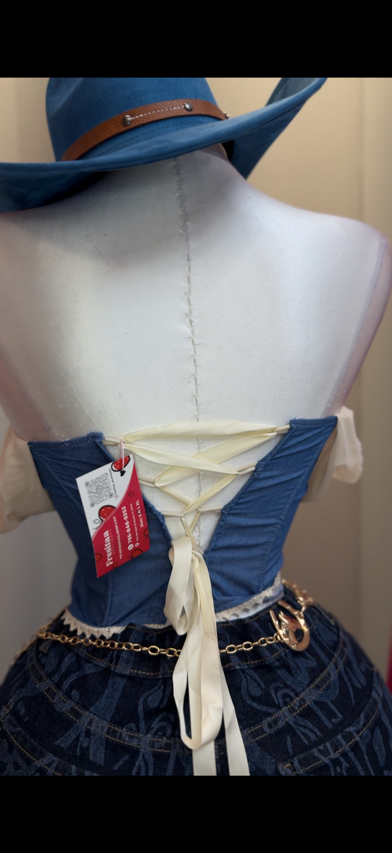 Denim Lace Corset Top 🍓⭐️