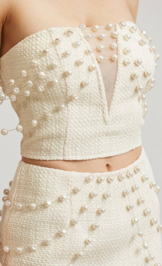 Pearl Embellished Two-Piece Mini Set 🍓✨