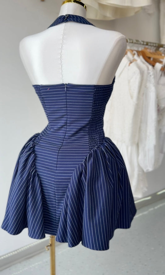 Short Blue Halter Dress