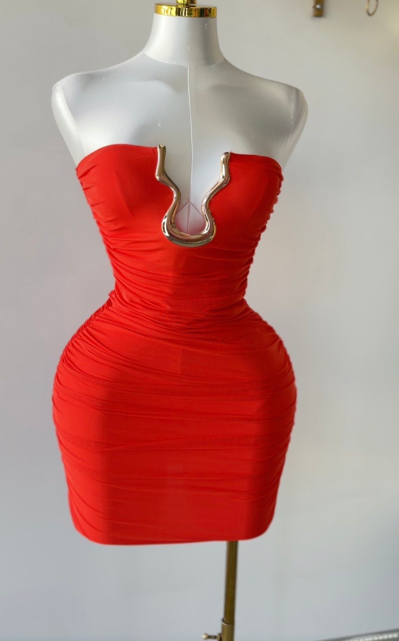 Red Strapless Bodycon Dress