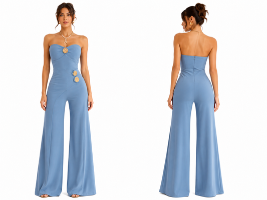 Strapless Embellished Wide Leg Jumpsuit 🍓⭐
