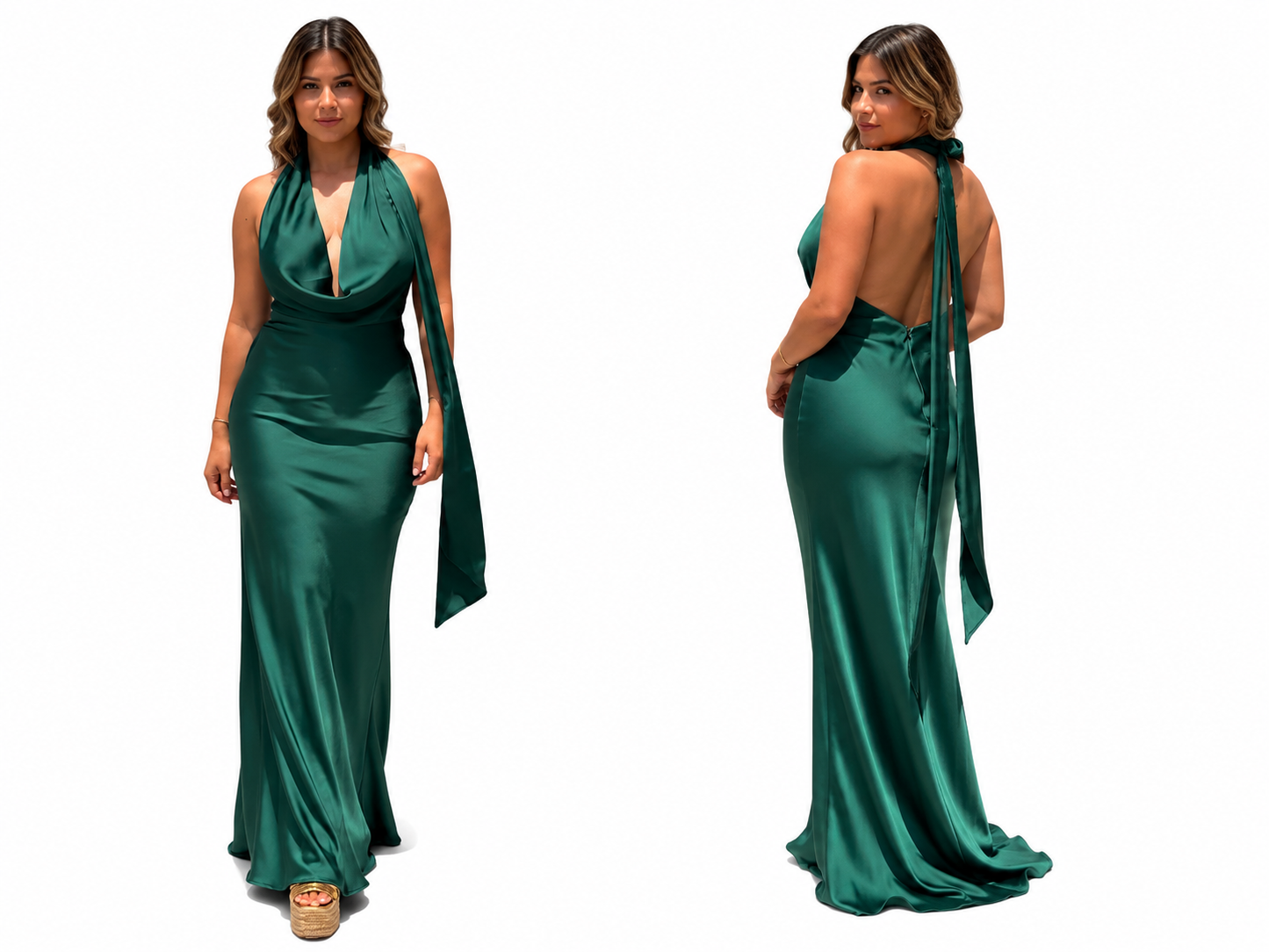 Open Back Satin Maxi Dress 🍓⭐