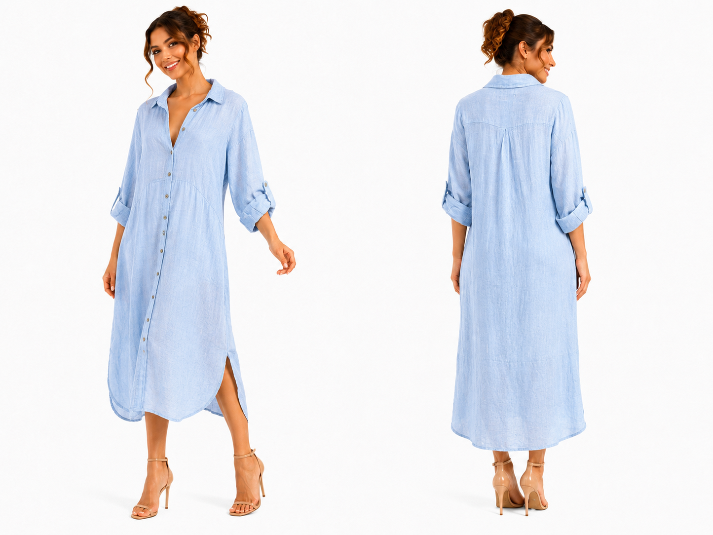 Button-Front Midi Shirt Dress 🍓⭐