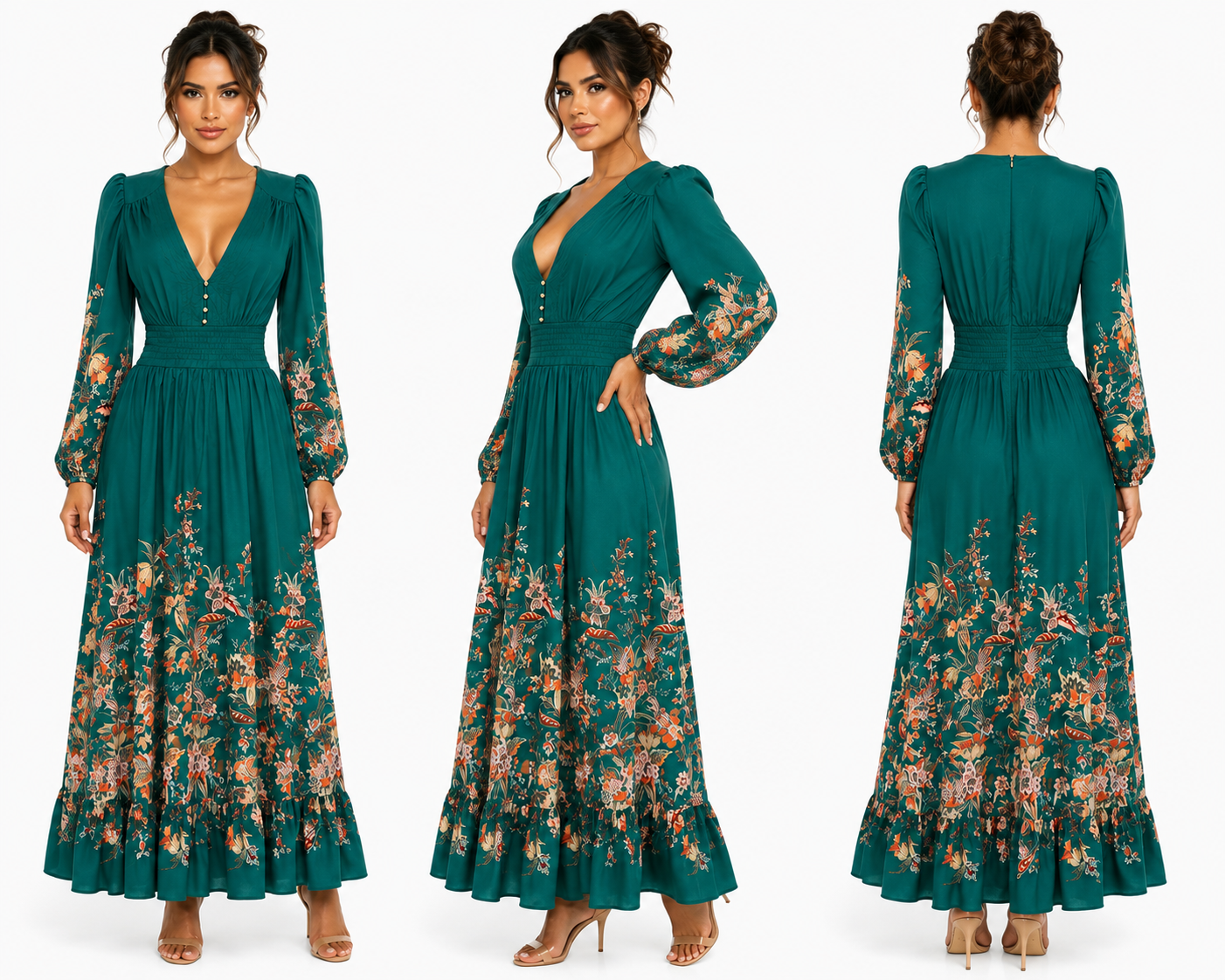 Floral Long Sleeve Maxi Dress 🍓⭐