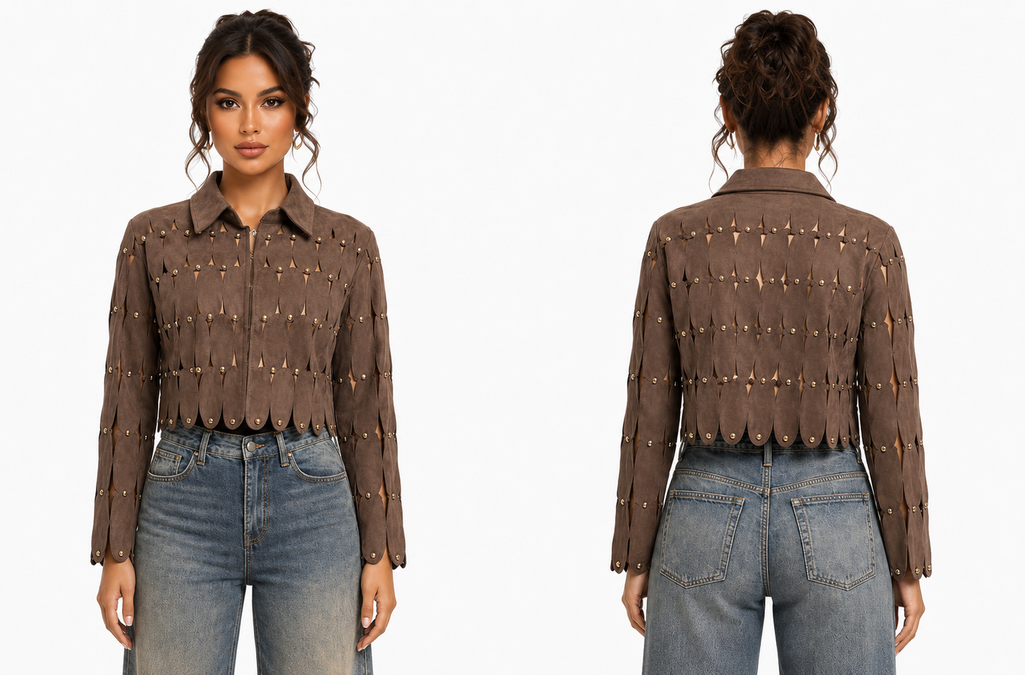 Brown Suede Statement Jacket 🍓✨