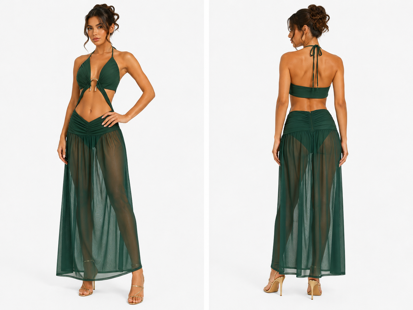 Halter Mesh Cover-Up Skirt Set 🍓✨