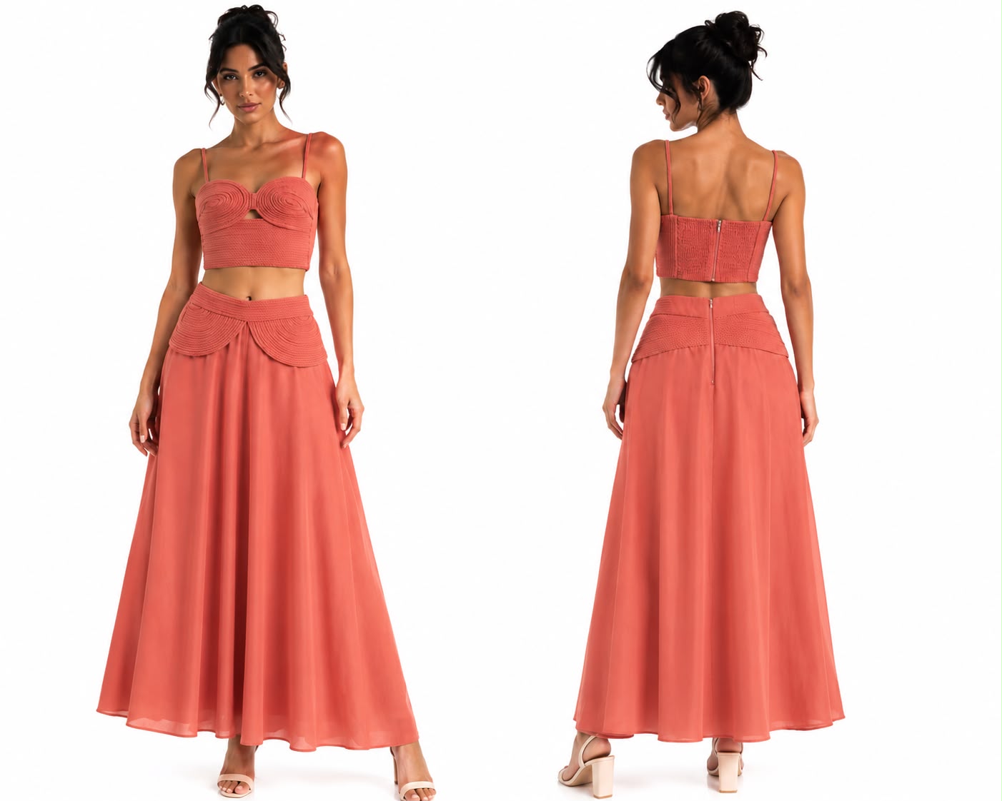 Textured Bustier &amp; Maxi Skirt Set 🍓✨