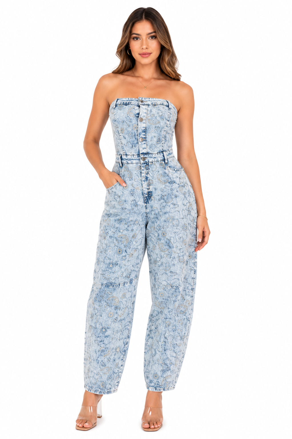 Acid Wash Strapless Jumpsuit ✨
