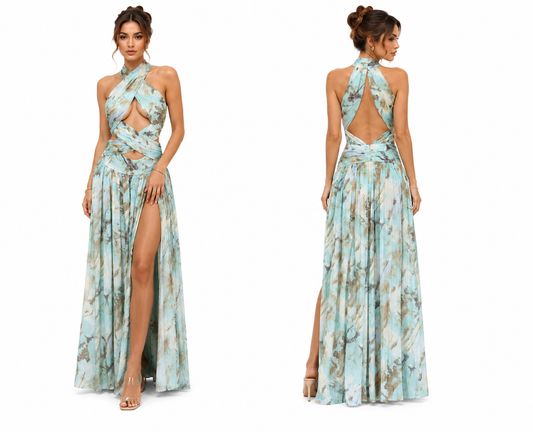 Cross Halter Cutout Maxi Dress 🍓✨