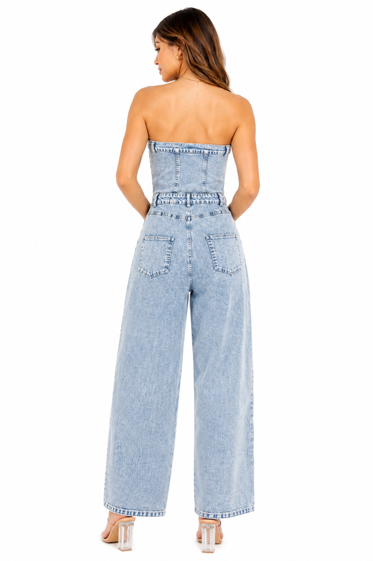 Acid Wash Strapless Jumpsuit ✨