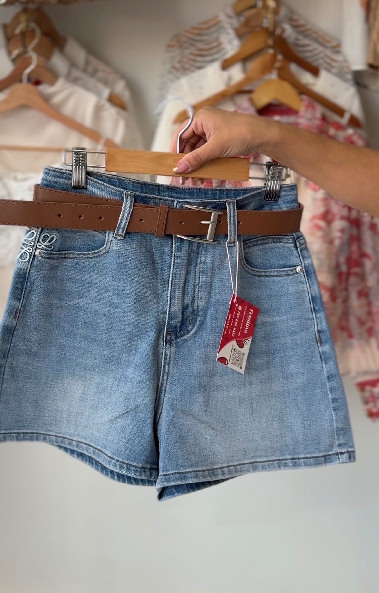 Classic Denim Shorts with Belt