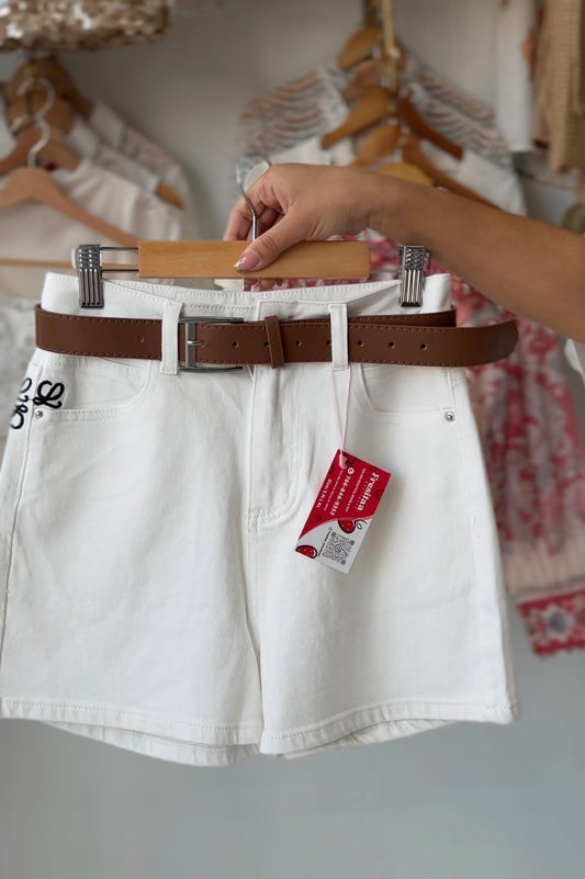 Classic Denim Shorts with Belt