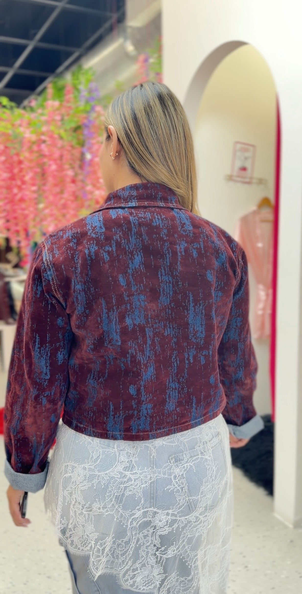 Printed Cropped Denim Jacket ✨
