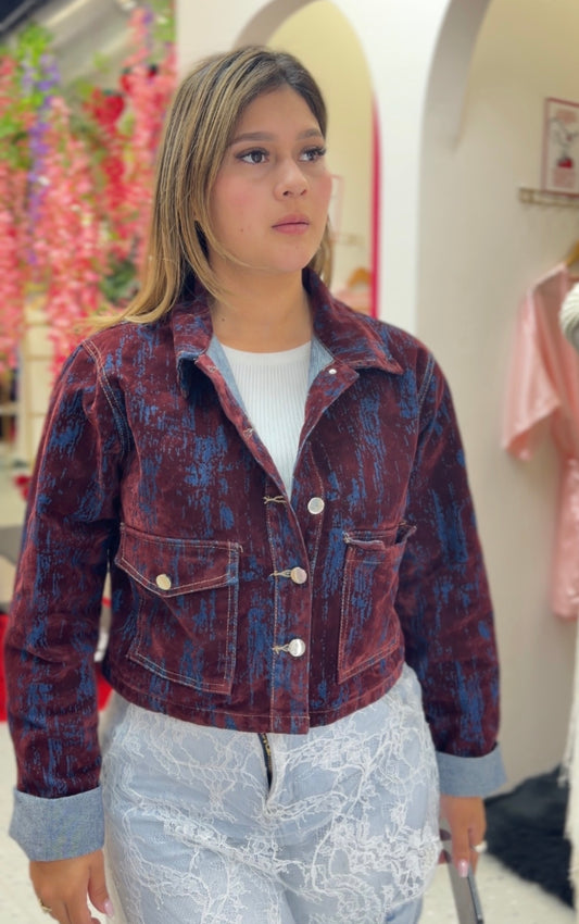 Printed Cropped Denim Jacket ✨