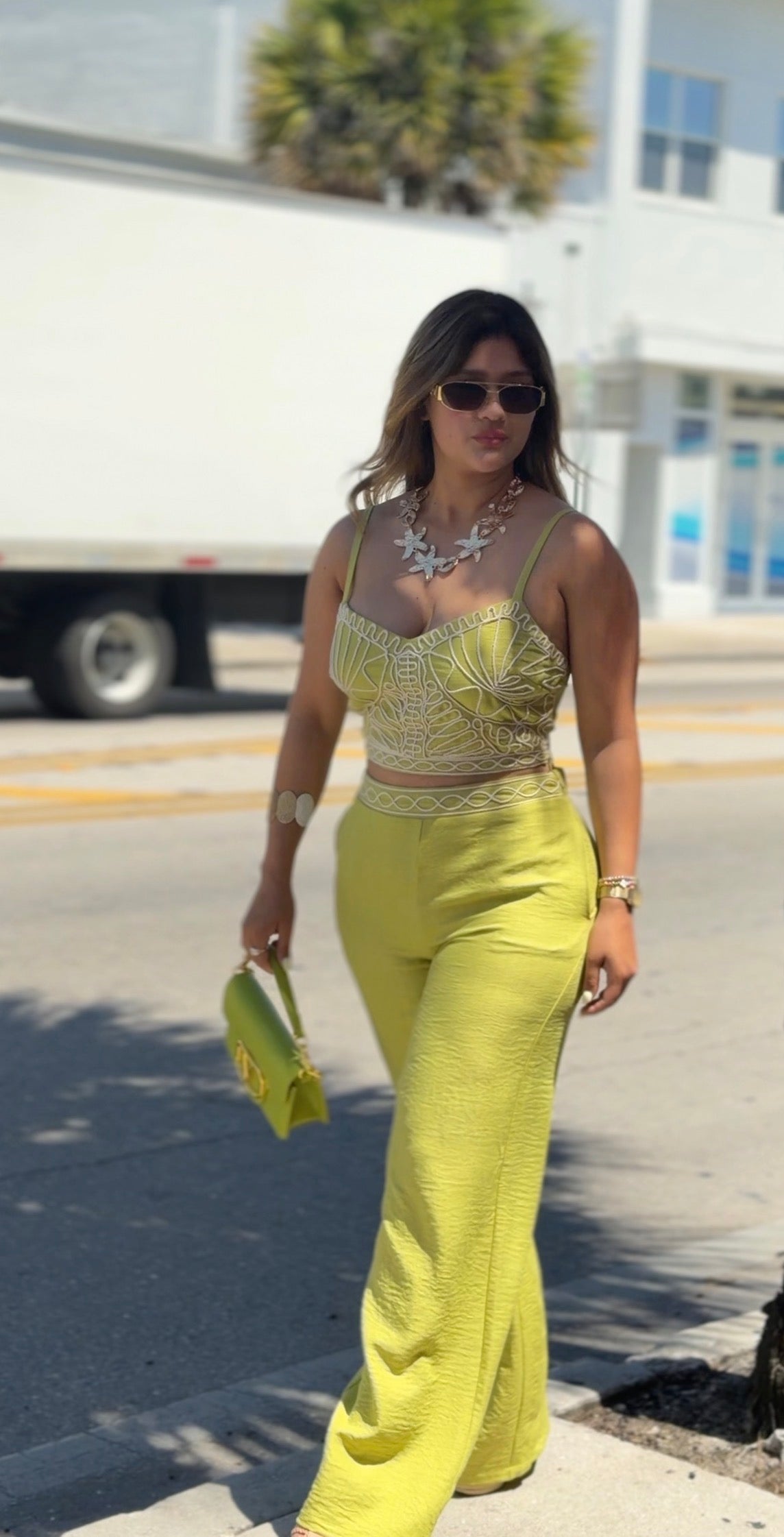 Lime Boho Lace Two-Piece Set
