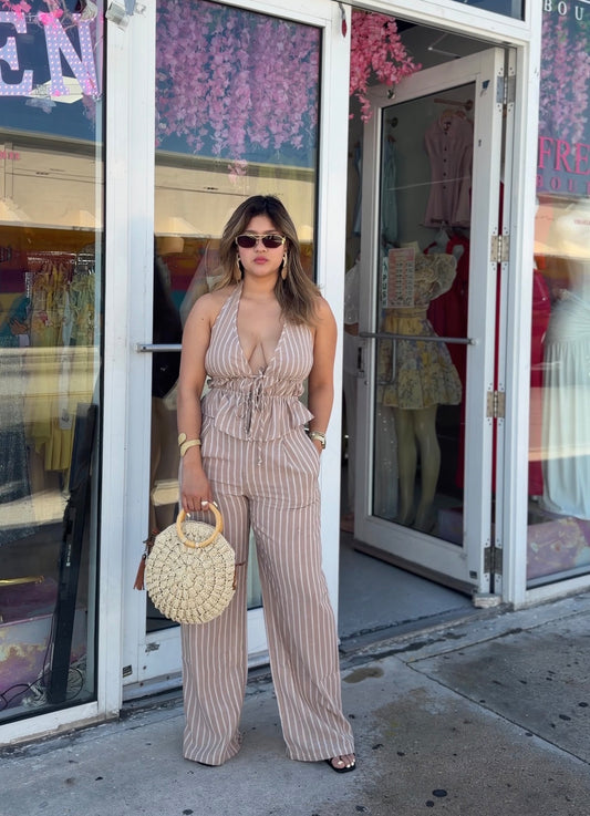Boho Striped Halter Two-Piece Set