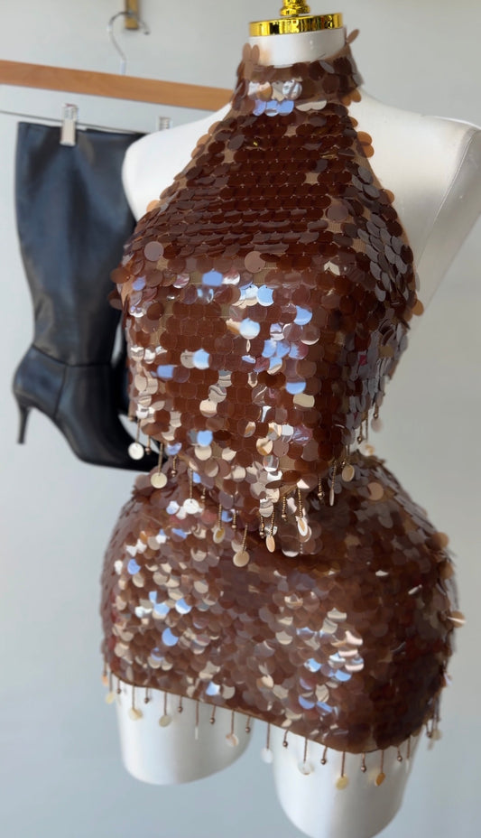 Sparkling Halter Sequin Set