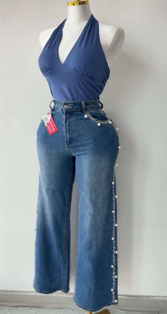 High-Waist Wide Leg Denim Jeans