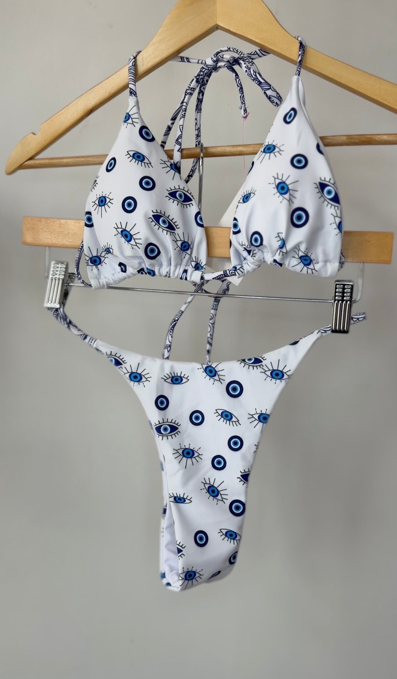 Eye Print Triangle Bikini Set