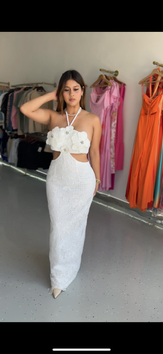 Vestido Blanco Flor