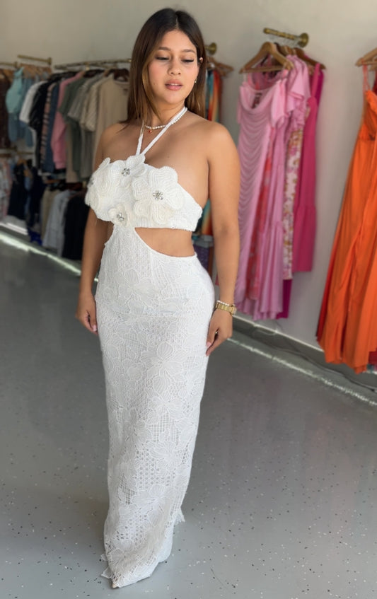Vestido Blanco Flor