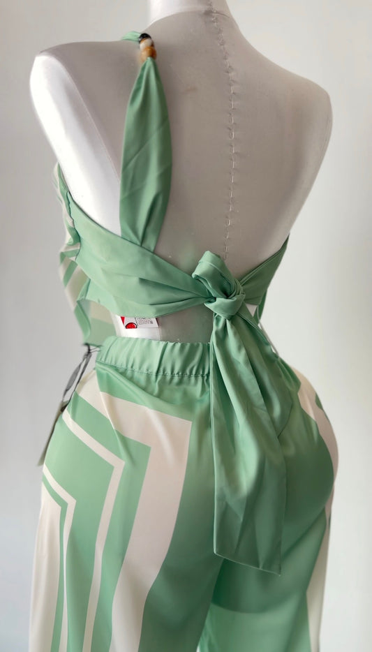 Halter Top and Wide-Leg Pants Set