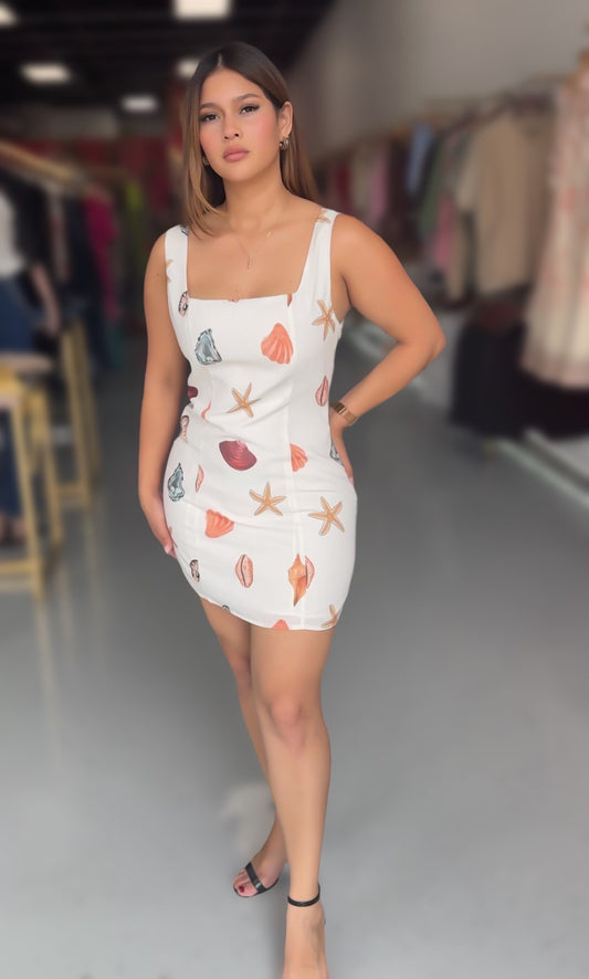Vestido estampado conchas