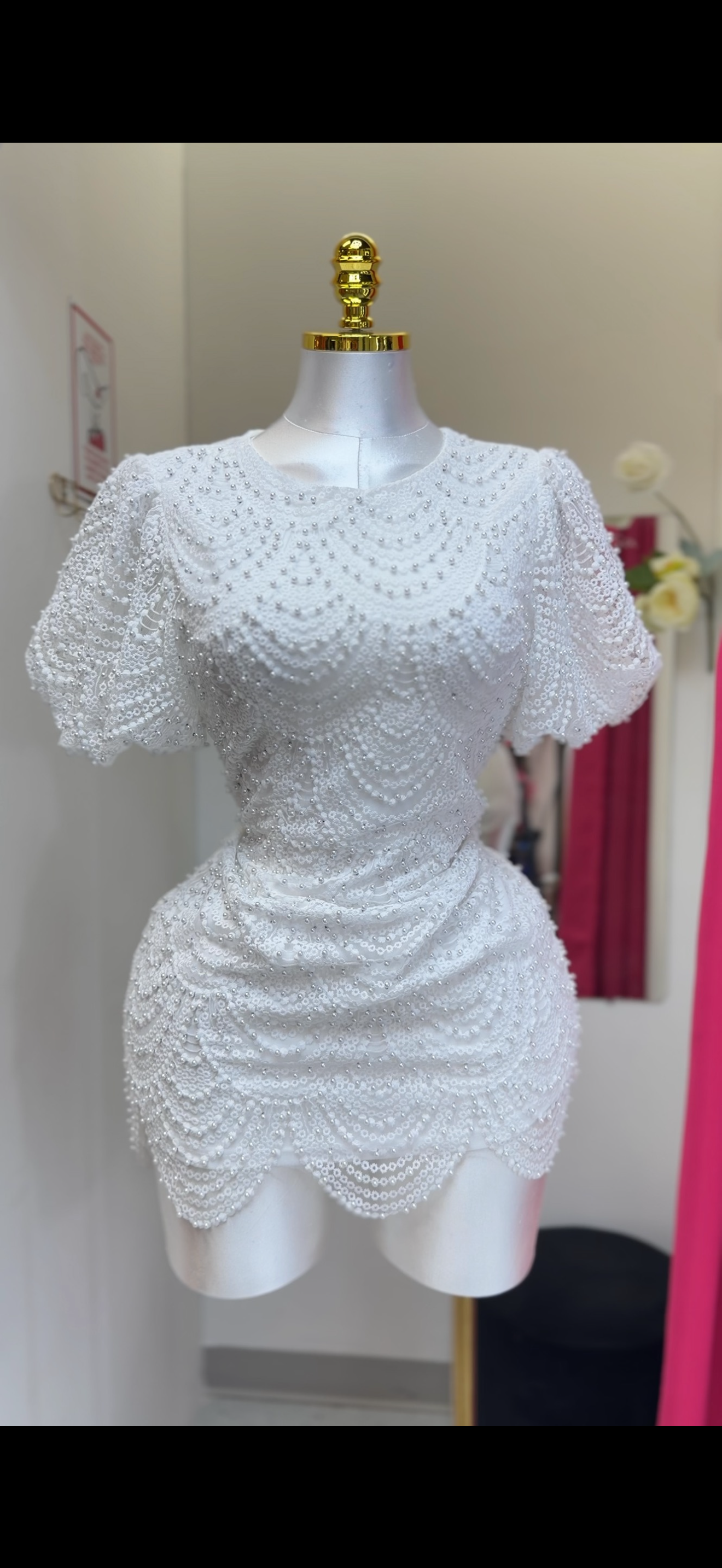 White Noir Puff Dress 🍓⭐️