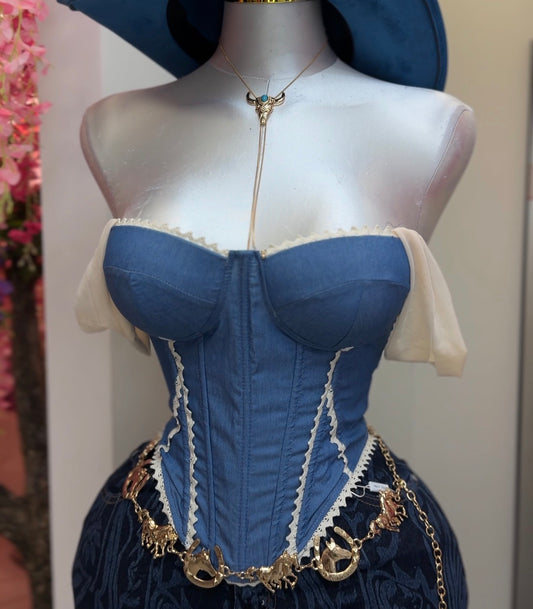 Denim Lace Corset Top 🍓⭐️