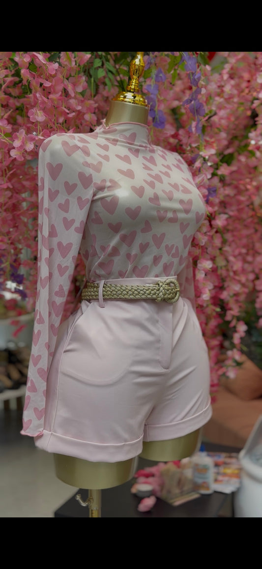 Heart-shaped blouse with sheer detail