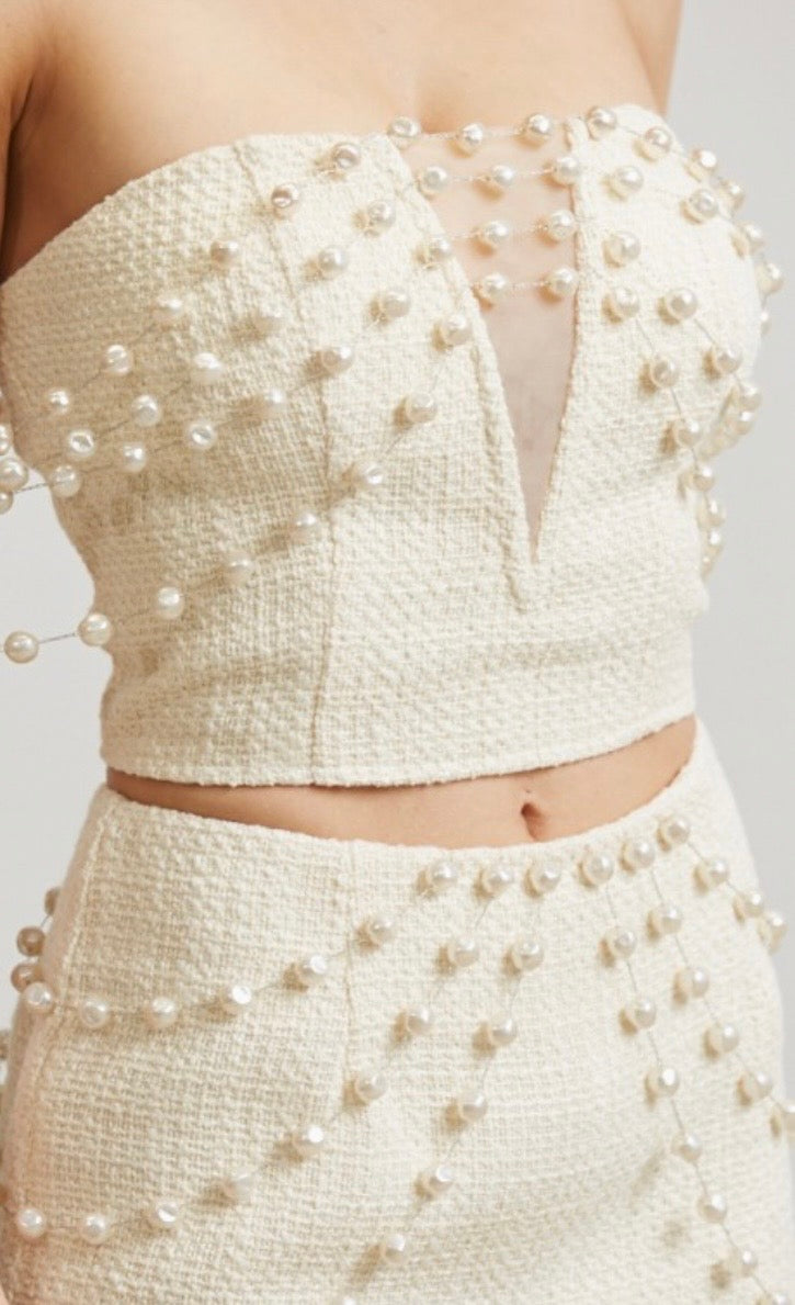 Pearl Embellished Two-Piece Mini Set 🍓✨