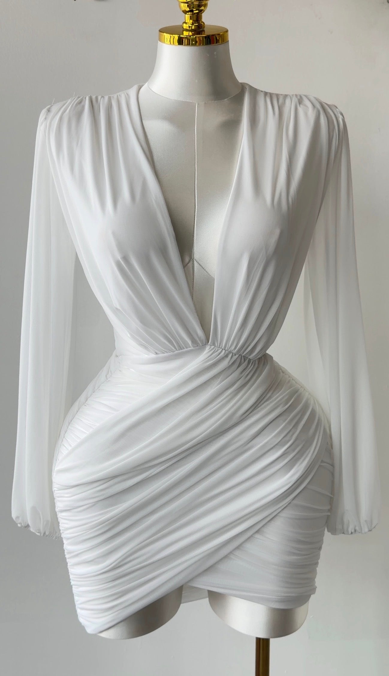 Elegant Draped V-Neck Mini Dress