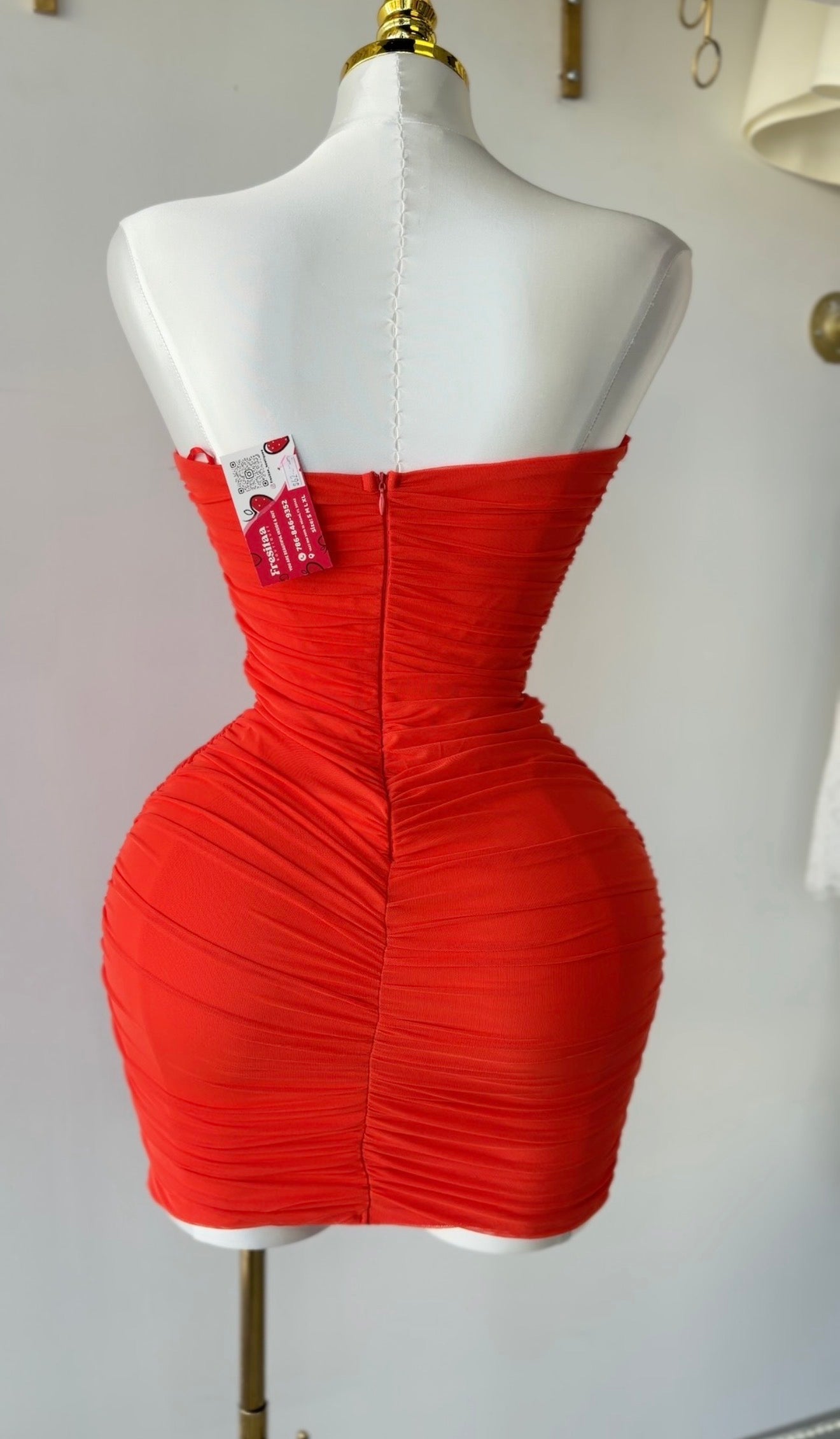 Red Strapless Bodycon Dress